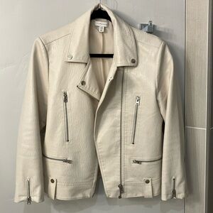 Topshop Faux leather cream jacket